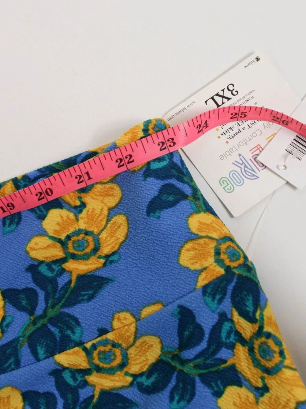 LuLaRoe Cassie Pencil Skirt 3XL Blue Yellow Floral NWT